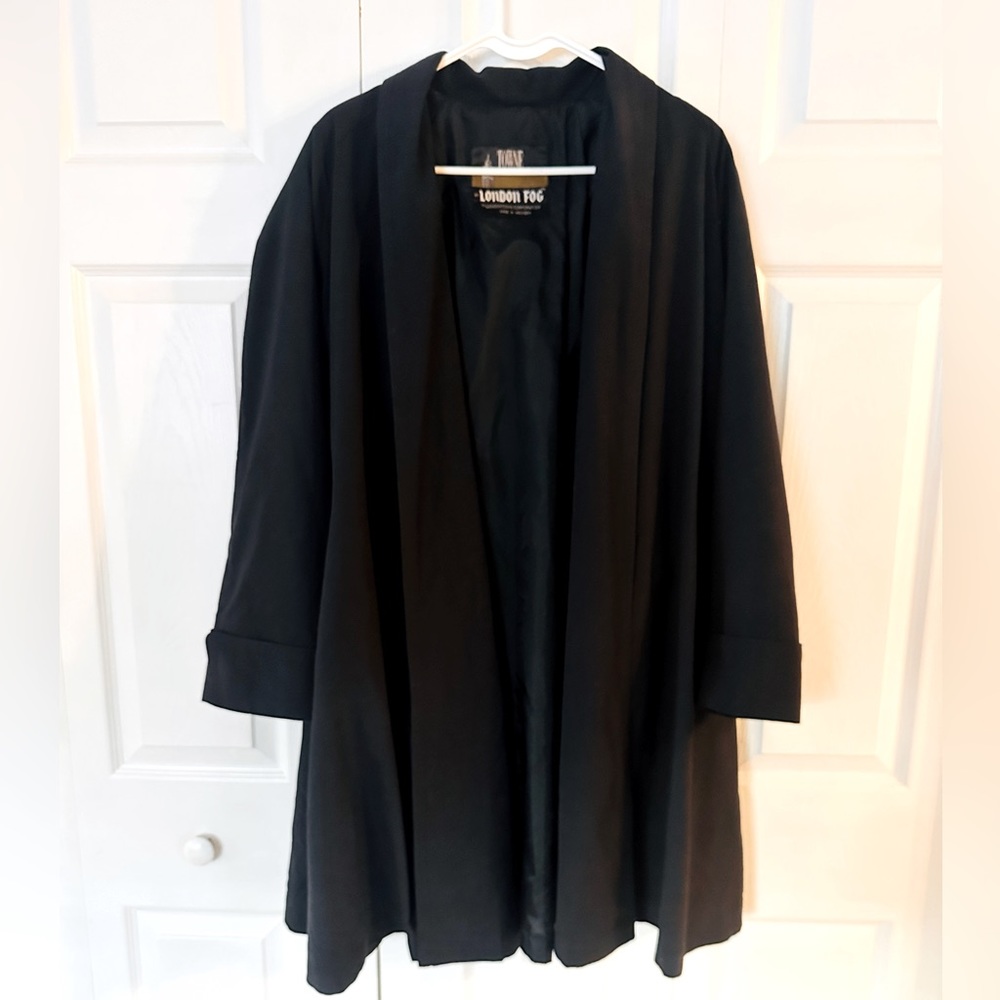 London Fog Vintage Women’s Swing Black Duster Trench Coat Rain Jacket.